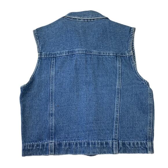Vintage Midwest Traders Girls Collared Button Front Medium Wash Jean Vest Size L - Picture 3 of 4